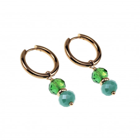 Oorringen met Groenen Gefacetteerde Kristalkrallen Hanger Verguld RVS