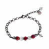 Armband Dames RVS Ronde Schakelarmband met Donkerrood Kristallen