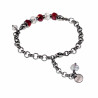 Armband Dames RVS Ronde Schakelarmband met Donkerrood Kristallen