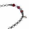 Armband Dames RVS Ronde Schakelarmband met Donkerrood Kristallen