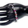 Armband Dames RVS Ronde Schakelarmband met Donkerrood Kristallen