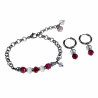 ∅18mm RVS Oorringen met Donkerrod Gefacetteerde Kristalkrallen Hanger
