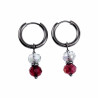 ∅18mm RVS Oorringen met Donkerrod Gefacetteerde Kristalkrallen Hanger