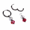 ∅18mm RVS Oorringen met Donkerrod Gefacetteerde Kristalkrallen Hanger
