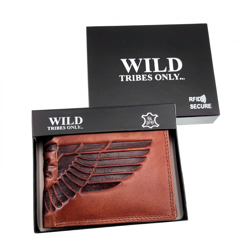 WILD TRIBES ONLY... RFID Portemonnee Heren - Geroosterde Bruin Echt Leer - Horizontal