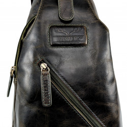 Hunters Crossbodytas Unisex - Donker Olijfgroene Echt Leer - Halfstijve Structuur - Schoudertas - Informal Crossbody Tas