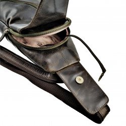 Hunters Crossbodytas Unisex - Donker Olijfgroene Echt Leer - Halfstijve Structuur - Schoudertas - Informal Crossbody Tas