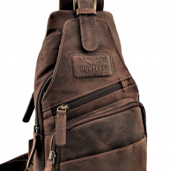 Hunters Crossbodytas Unisex - Donker Bruin Buffelleer - Schoudertas