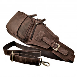 Hunters Crossbodytas Unisex - Donker Bruin Buffelleer - Schoudertas