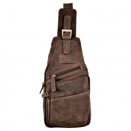 Hunters Crossbodytas Unisex - Donker Bruin Buffelleer - Schoudertas