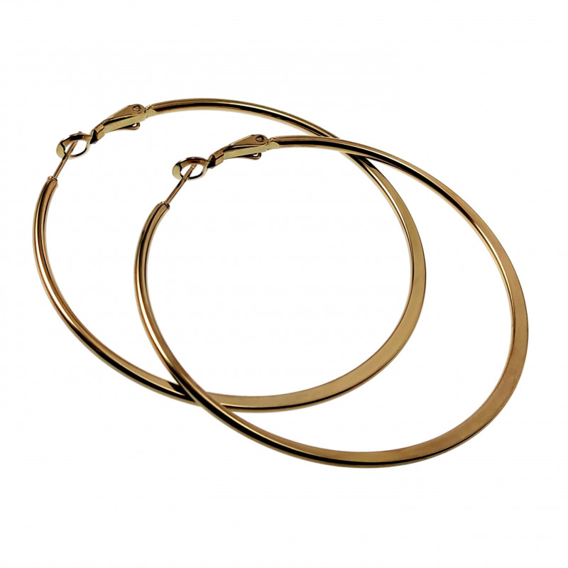 ∅60mm Oorbellen Dames - Verguld RVS - Semi-platte Oorringen ∅60mm Oorbellen Dames - Verguld RVS - Semi-platte Oorringen