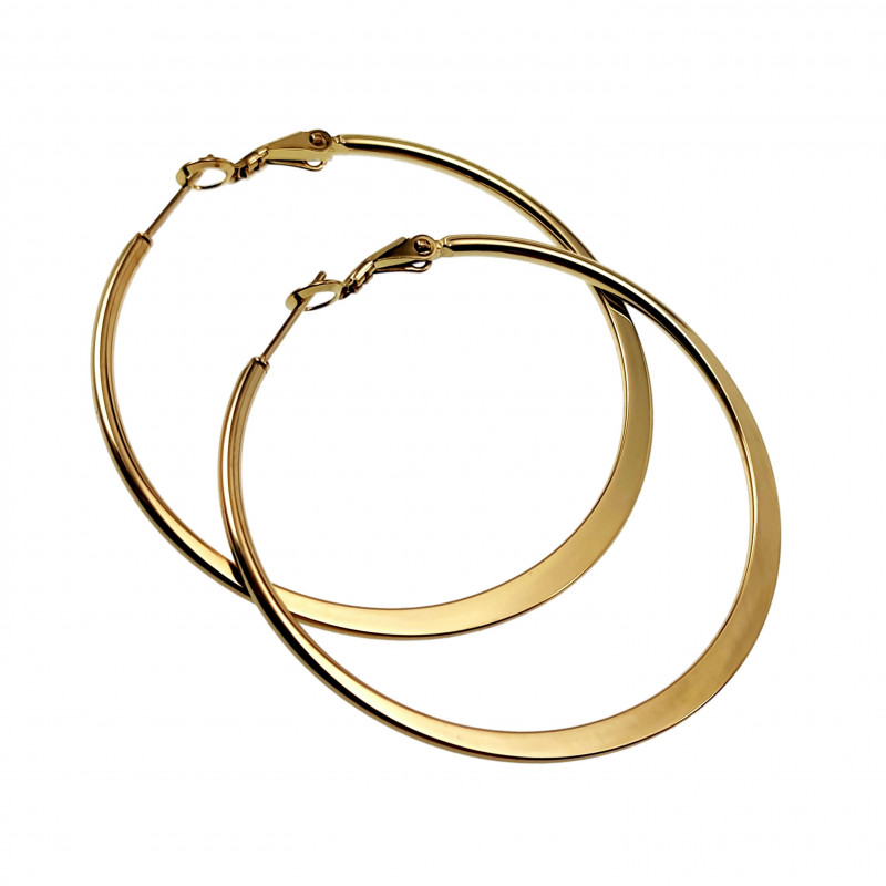 ∅50mm Oorbellen Dames - Verguld RVS - Semi-platte Oorringen ∅50mm Oorbellen Dames - Verguld RVS - Semi-platte Oorringen