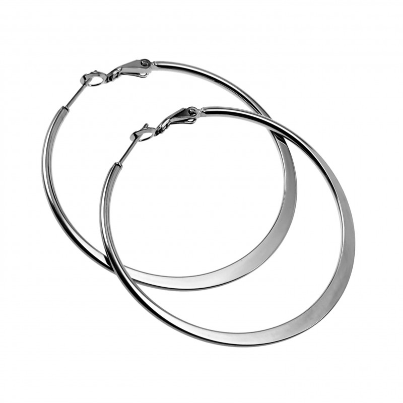 ∅50mm Oorbellen Dames - Gepolijst RVS - Semi-platte Oorringen ∅50mm Oorbellen Dames - Gepolijst RVS - Semi-platte Oorringen