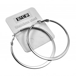 ∅50mm Oorbellen Dames - Gepolijst RVS - Semi-platte Oorringen