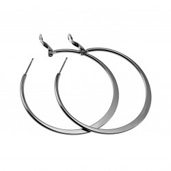 ∅50mm Oorbellen Dames - Gepolijst RVS - Semi-platte Oorringen