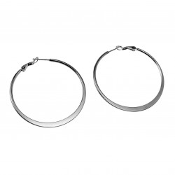 ∅50mm Oorbellen Dames - Gepolijst RVS - Semi-platte Oorringen