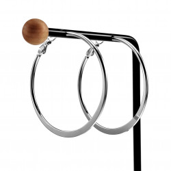 ∅50mm Oorbellen Dames - Gepolijst RVS - Semi-platte Oorringen