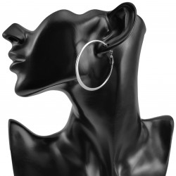 ∅50mm Oorbellen Dames - Gepolijst RVS - Semi-platte Oorringen