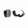 Ø13mm x 7mm Oorringen Unisex - Zwarte PVD coating en Zilverkleurig RVS - Oorbellen met Grieks Details
