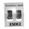 Ø13mm x 7mm Oorringen Unisex - Zwarte PVD coating en Zilverkleurig RVS - Oorbellen met Grieks Details