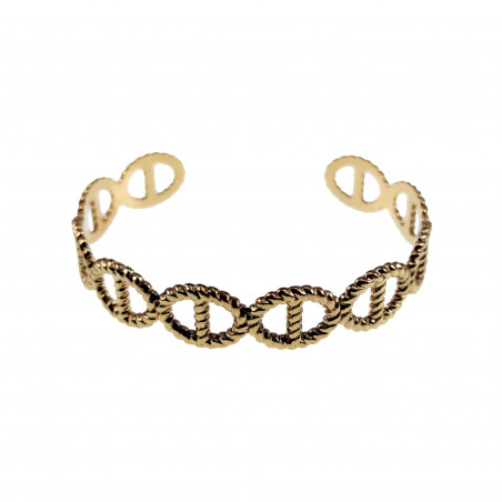 Bangle Dames - Stijve Armband - Ankerschakels RVS 14K Geel Goud Plated
