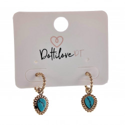 14K Geel Goud Plated RVS - Open Oorringen met Turquoise Hanger
