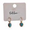 14K Geel Goud Plated RVS - Open Oorringen met Turquoise Hanger