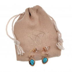 14K Geel Goud Plated RVS - Open Oorringen met Turquoise Hanger
