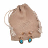 14K Geel Goud Plated RVS - Open Oorringen met Turquoise Hanger