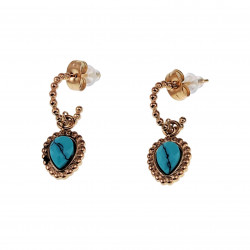 14K Geel Goud Plated RVS - Open Oorringen met Turquoise Hanger