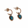 14K Geel Goud Plated RVS - Open Oorringen met Turquoise Hanger