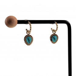 14K Geel Goud Plated RVS - Open Oorringen met Turquoise Hanger