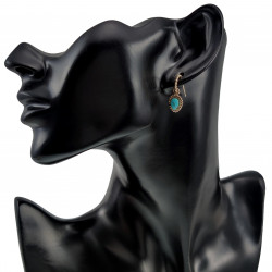 14K Geel Goud Plated RVS - Open Oorringen met Turquoise Hanger