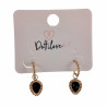 Dottilove Dames Oorbellen Oorringen met Zwarte Hanger RVS Gold Plated