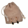 Dottilove Dames Oorbellen Oorringen met Zwarte Hanger RVS Gold Plated