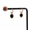 Dottilove Dames Oorbellen Oorringen met Zwarte Hanger RVS Gold Plated
