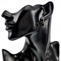 Dottilove Dames Oorbellen Oorringen met Zwarte Hanger RVS Gold Plated