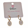 Dottilove Oorbellen Dames - 14K Geel Goud Plated RVS - Open Oorringen met Witte Hanger