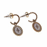 Dames - 14K Geel Goud Plated RVS - Open Oorringen met Witte Hanger