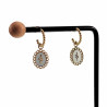 Dames - 14K Geel Goud Plated RVS - Open Oorringen met Witte Hanger