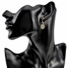 Dames - 14K Geel Goud Plated RVS - Open Oorringen met Witte Hanger