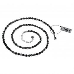 62cm Larvikiet Kralenketting Heren - Verstelbaar - RVS Halsketting