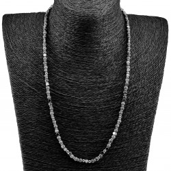 62cm Larvikiet Kralenketting Heren - Verstelbaar - RVS Halsketting