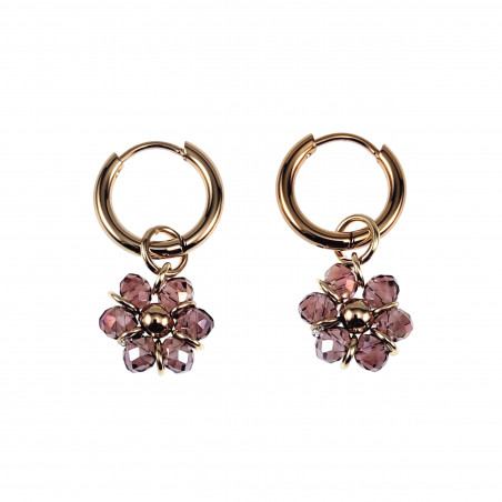 Verguld RVS Oorbellen Paars ab Gefacetteerde Kristallen Bloemhanger