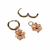 ∅14mm x 2mm Oorringen Dames - Verguld RVS - Amber/Gebroken Wit Gefacetteerde Kristallen Bloem Hanger - Bungelende Oorbellen