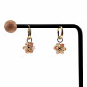 Verguld RVS Oorbellen Amber/Gebroken Wit Kristallen Bloemhanger