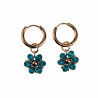 ∅14mm Verguld RVS Oorbellen Malachietgroene Kristallen Bloemhanger