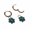 ∅14mm Verguld RVS Oorbellen Malachietgroene Kristallen Bloemhanger
