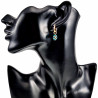 ∅14mm Verguld RVS Oorbellen Malachietgroene Kristallen Bloemhanger