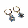 ∅14mm Verguld RVS Oorbellen Transparant Blauwe Kristallen Bloemhanger
